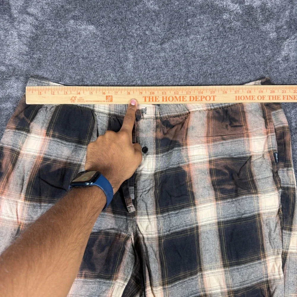 Eddie Bauer Lounge Mens XXL Plaid Flannel Pajama Pants Brown Black Bleached Wash